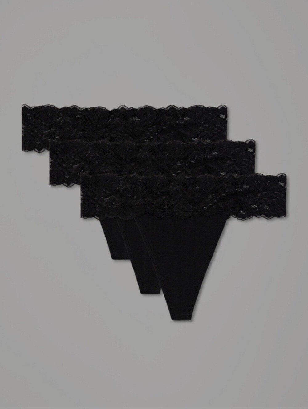 ❌️NWOT- (3pck) Pact Organic Black Lace Waistband Women's Thong